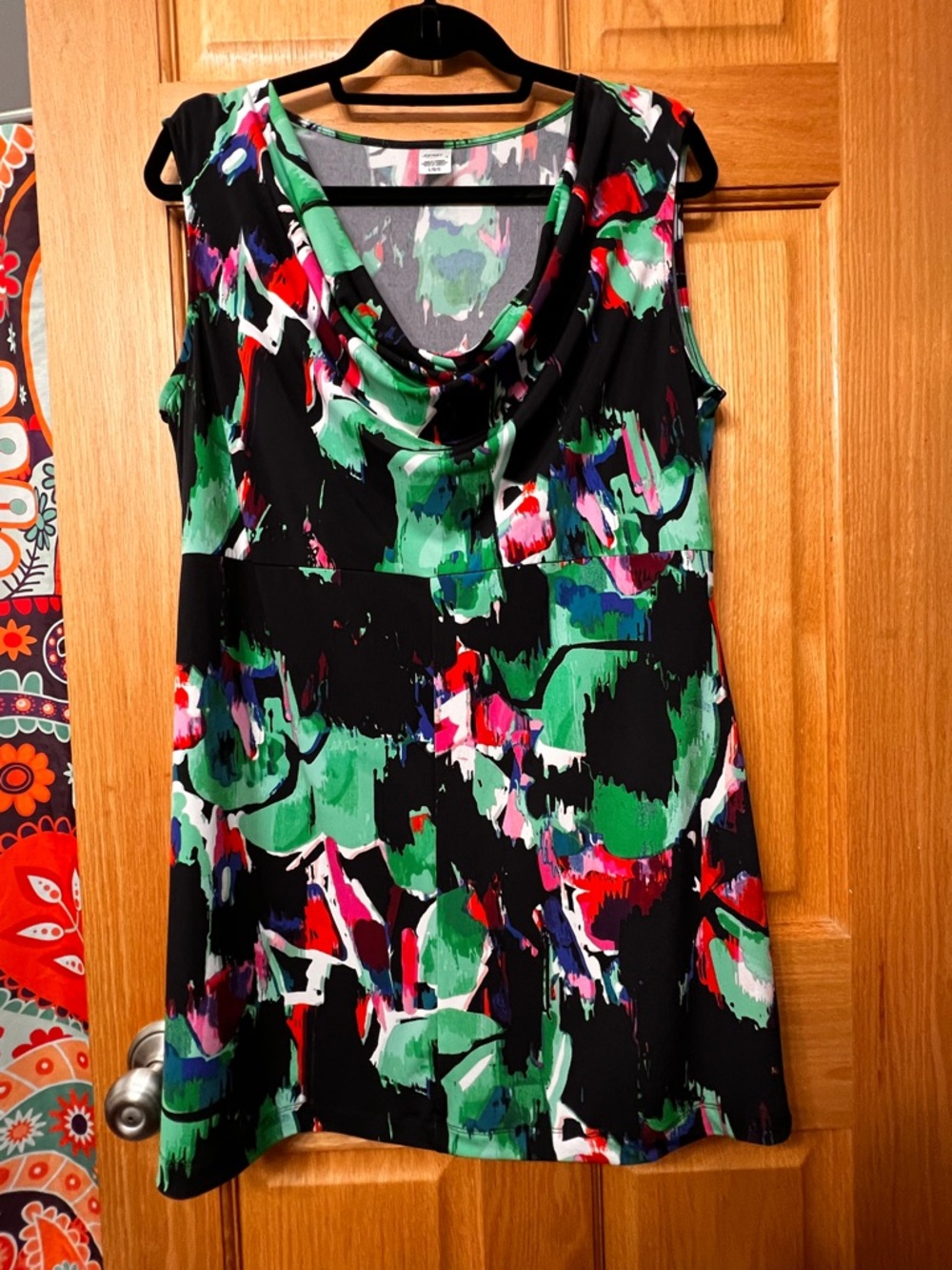 Jockey Black Multicolor Cowl Neck Tank Top